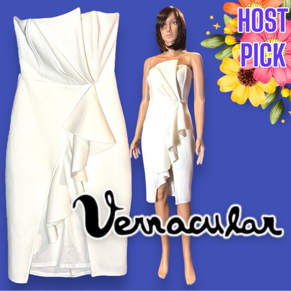 Vernacular Dresses & Skirts - 🎉HP!🎉NWT Vernacular Peplum Faux Wrap Style Knee Length Bustier Dress. Small